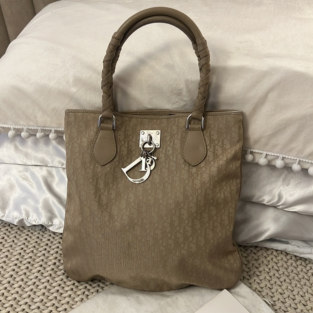 Dior Tan Tote Bag with Silver Accents